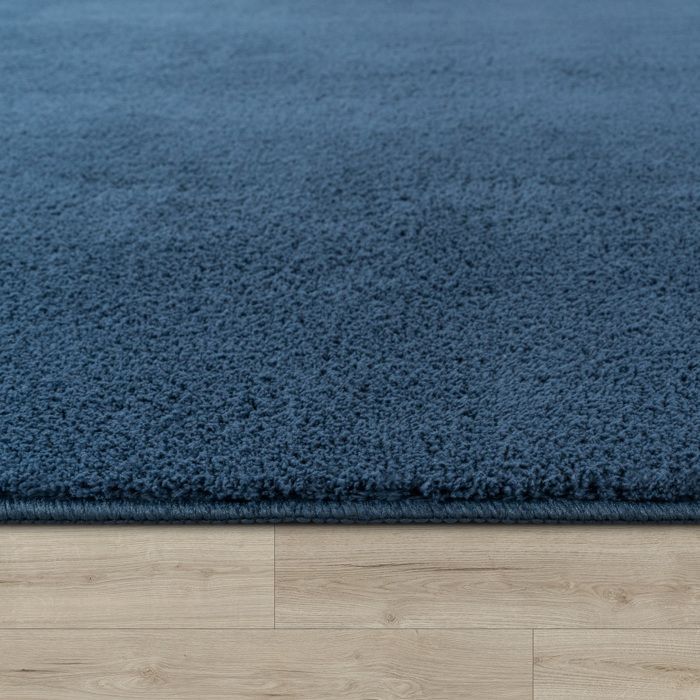 Tapete Paco Home para sala de estar, pelo baixo, lavável, monocromático, estilo moderno, azul marinho, 140x200 cm