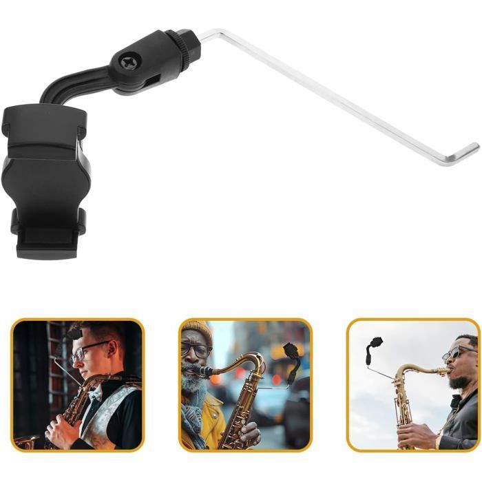 Support pour partitions de saxophone - FEBEST - Adaptateur de téléphone - Pupitre intégré - 18x8x4 cm - 88 g - Noir