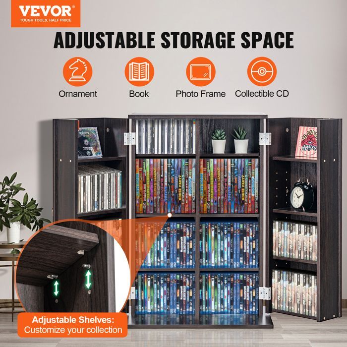 VEVOR Multimedia Storage Unit - Holds 576 CDs - For Organizing CDs, DVDs, and Video Game Collections