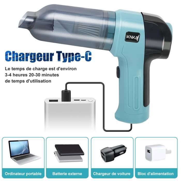 Aspirateur à Main de Voiture KNKA 3 en 1 - 9000 Pa - Sans Fil Rechargeable - 3 Filtres HEPA Lavables