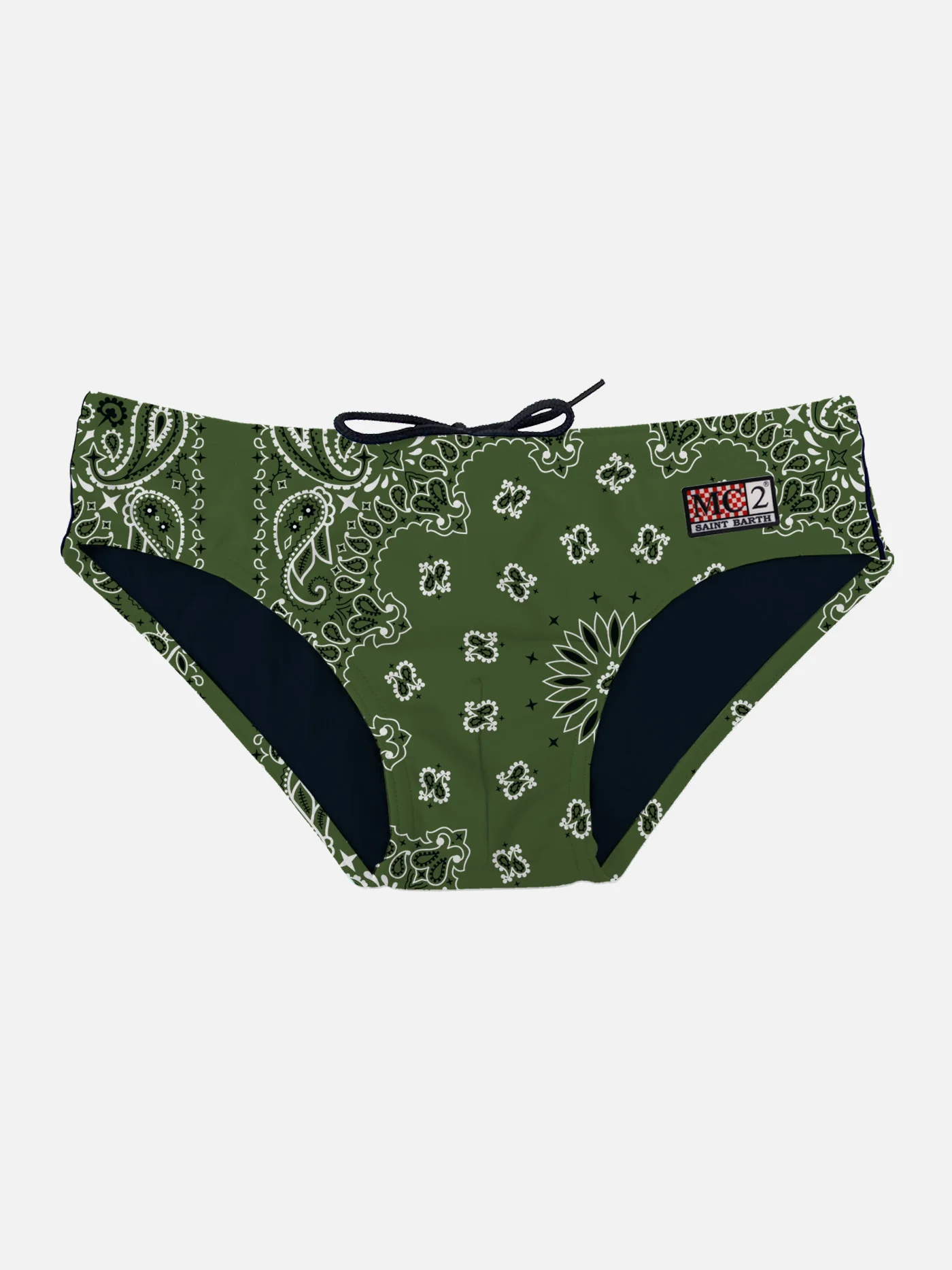 Herren-Badehose mit Bandana-Print in Armeegrün