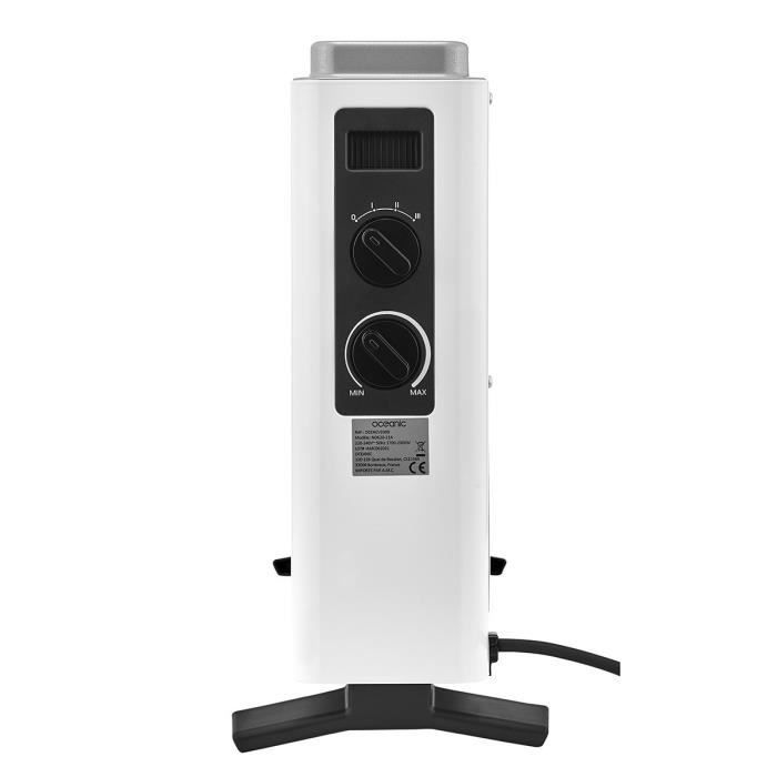 Calefactor eléctrico de convección OCEANIC de 2000 W - 3 niveles de potencia - Portátil - Blanco