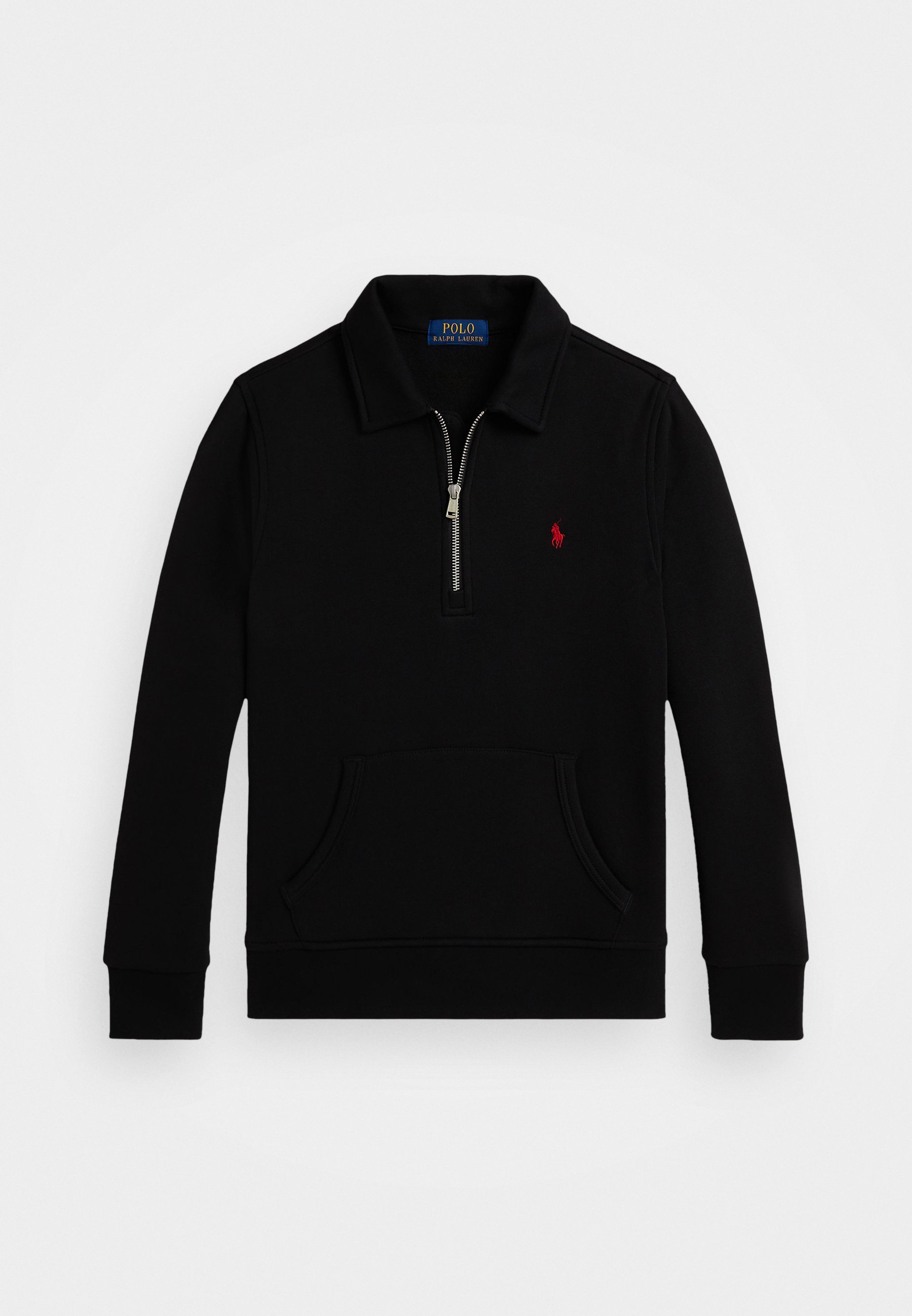 Polo Ralph Lauren fleece trui met kwartrits - Sweatshirt - zwart