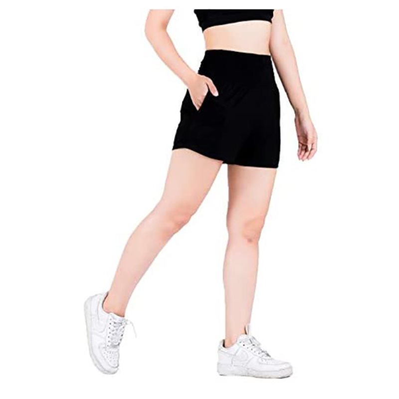 Pantaloncini harem casual con tasche per donna, abbigliamento estivo da spiaggia: sport e attività all'aperto