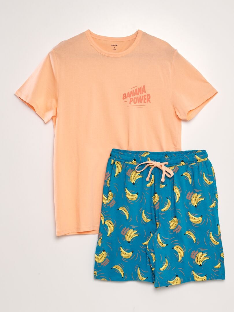 Conjunto de pijama com camiseta e shorts - 2 peças - AZUL