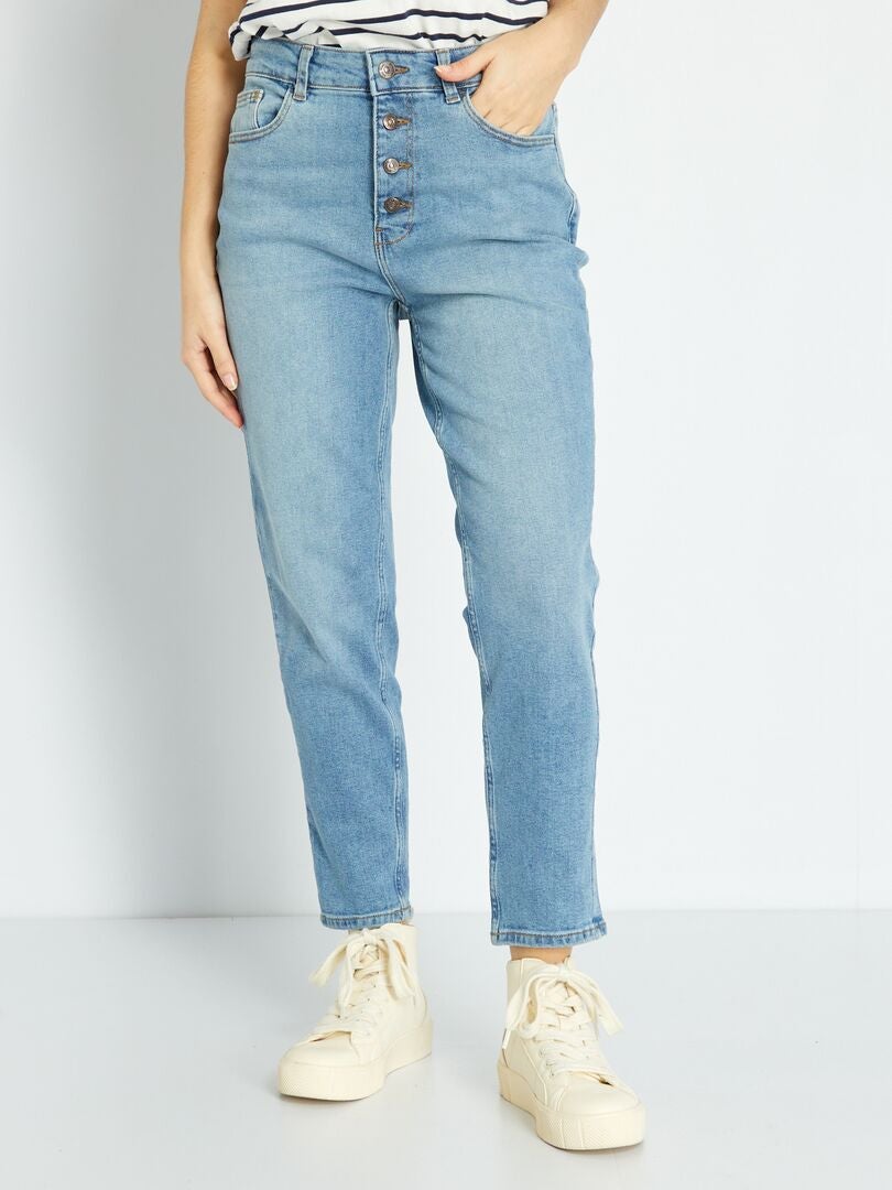 Zeer hooggetailleerde mom jeans - maat S34 - blauw