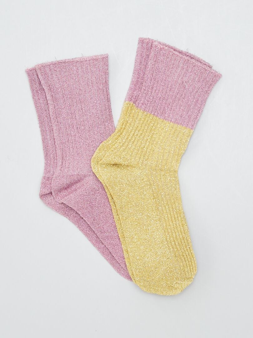 Conjunto de 2 pares de meias de lantejoulas - BEGE