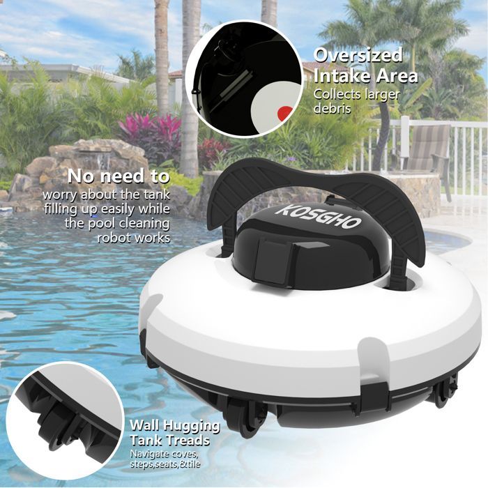 Limpiador robótico de piscinas SHIPENOPHY - Inalámbrico - Doble motor - 120 min de autonomía - IPX8