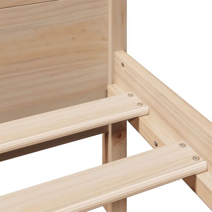 Estructura de cama de madera maciza de pino - JILL - 120x190 cm - Madera maciza de pino - Base de láminas - Espacio de almacenamiento