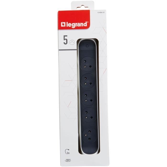 Régua de tomadas giratória e fixável premium LEGRAND FB 5x2P+T, 3m - Branca