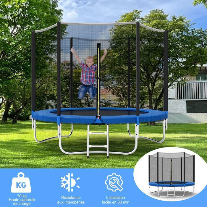 Trampoline Jardin 183 cm Noir et Bleu 6 FT- Sécurité et Performance pour Enfants et Adultes