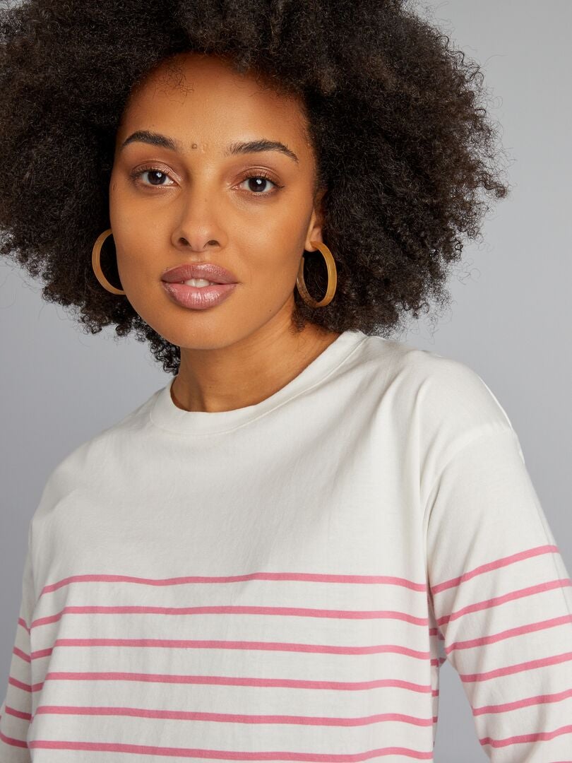 Camiseta listrada para enfermagem - ROSA