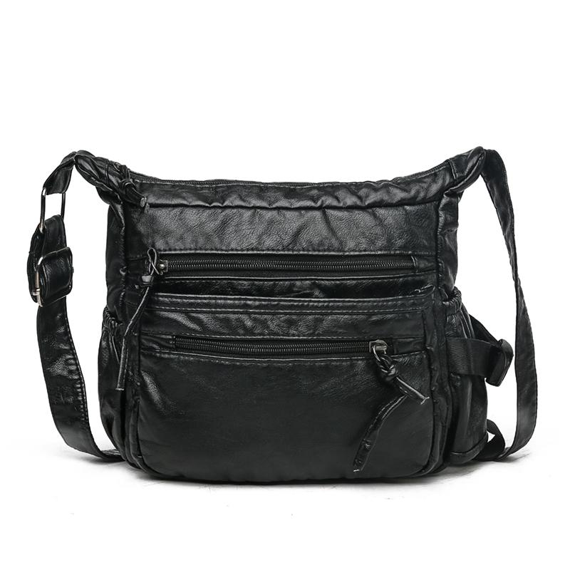 Borsa a tracolla da donna nera di marca Soft Designer, borsa a spalla in morbida pelle PU, borse da donna alla moda di alta qualità.