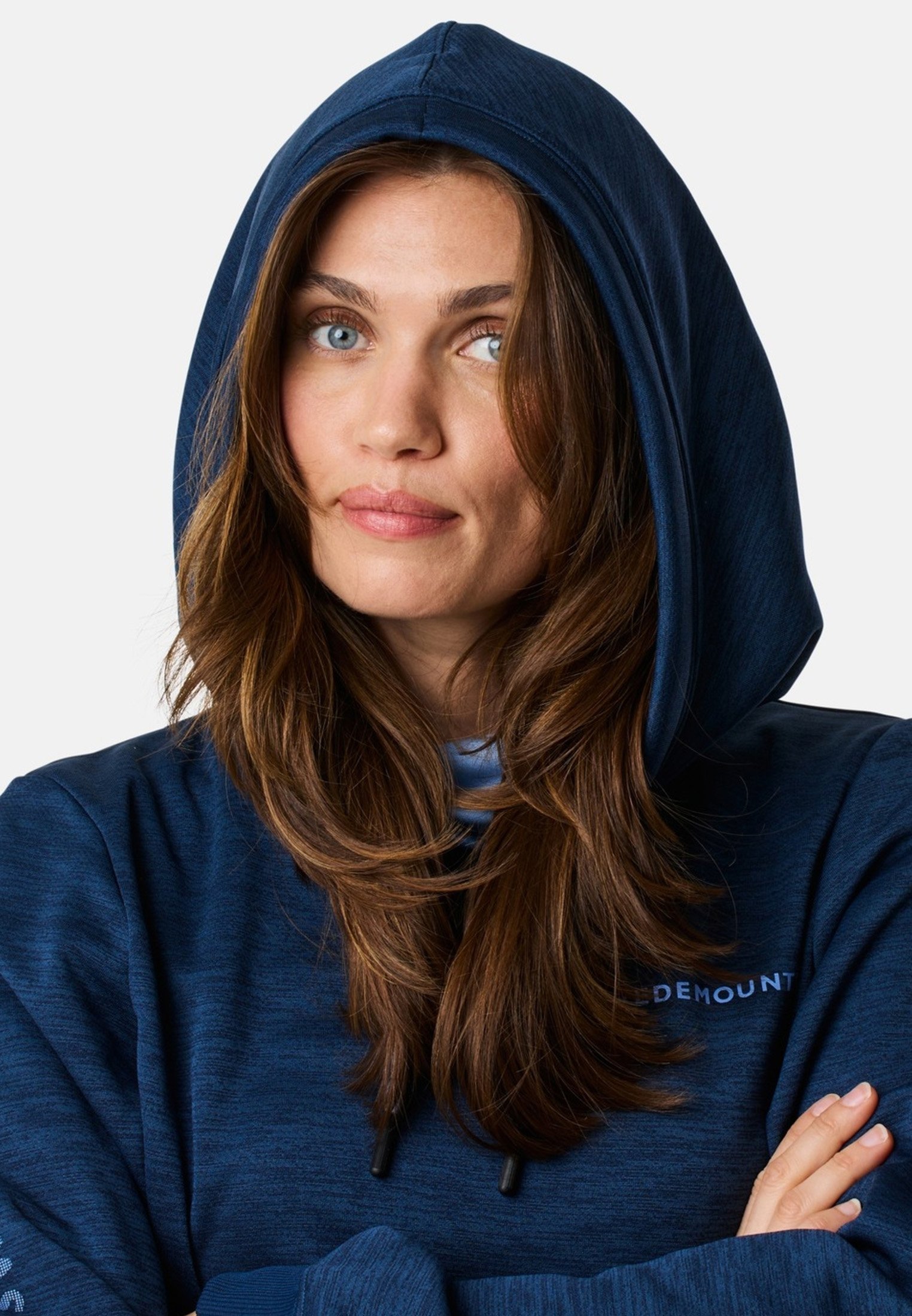 Felpa con cappuccio Swedemount - blu navy mélange azzurro chiaro