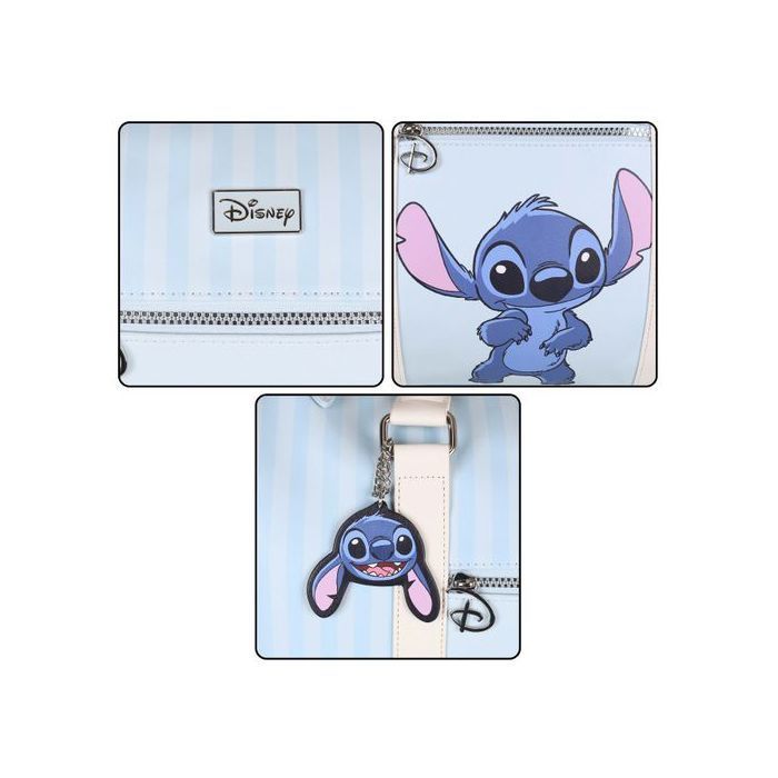 Bolsa de viaje azul de Disney Stitch para jóvenes, bolsa de turismo, equipaje de mano para avión 41x20x26cm