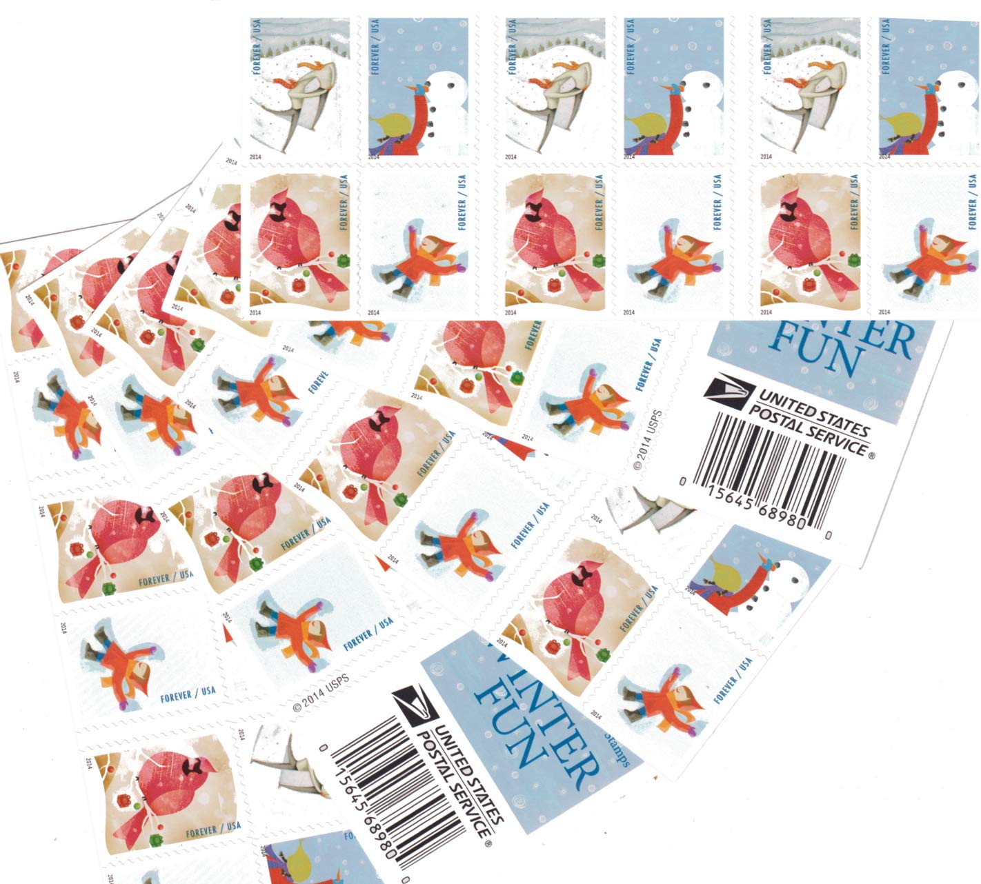 2014 USPS Winter Fun Forever Postage Stamps
