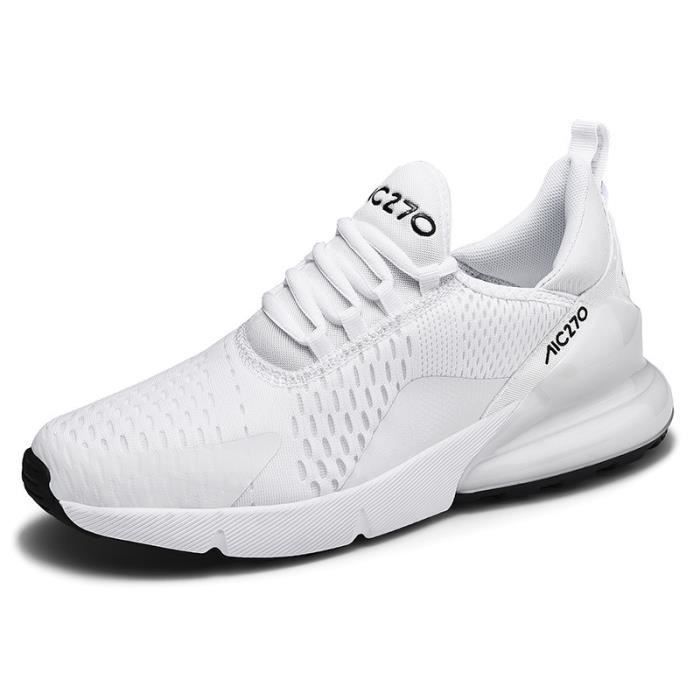 Zapatillas deportivas transpirables INSFITY para hombre y mujer - Blancas - Con cordones - Suela media - Cómodas