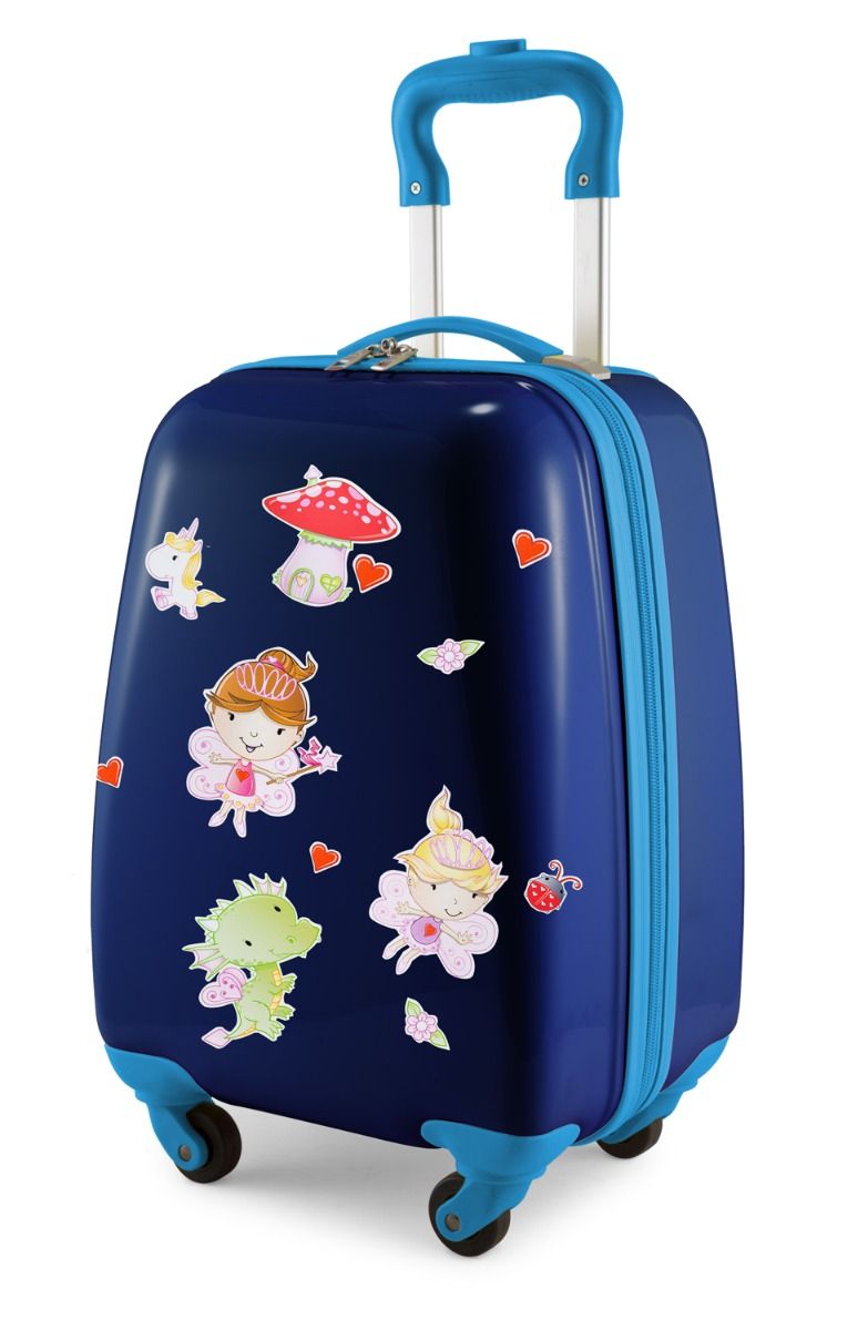 Voor kinderen - Kinderkoffer + reflecterende stickers met feeën, kinderkoffer, harde koffer voor kinderen, handbagage, 24 liter