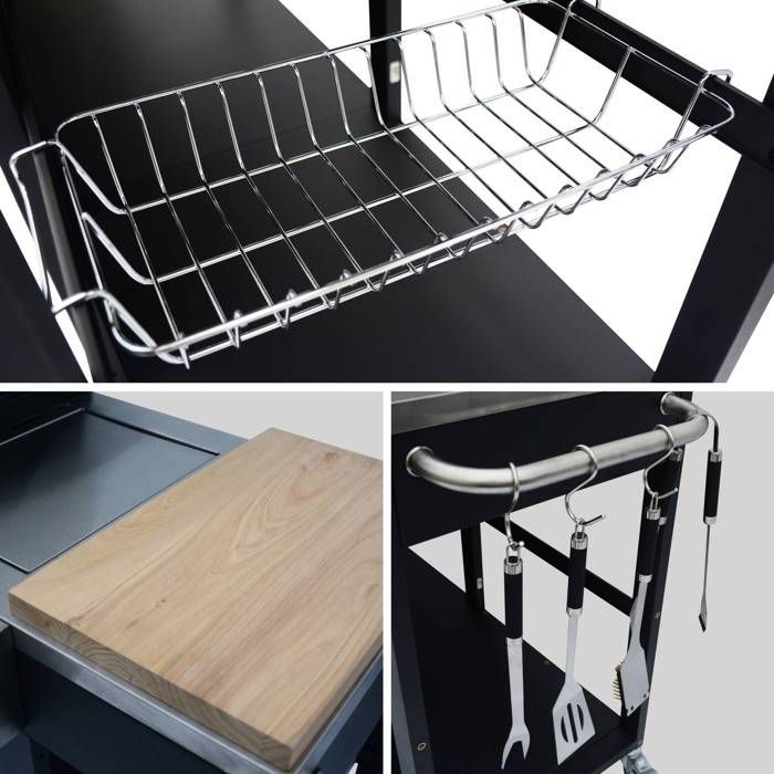 Gas barbecue with 4 burners + 1 side burner, outdoor kitchen with sink and cover, D'ARTAGNAN model with cover