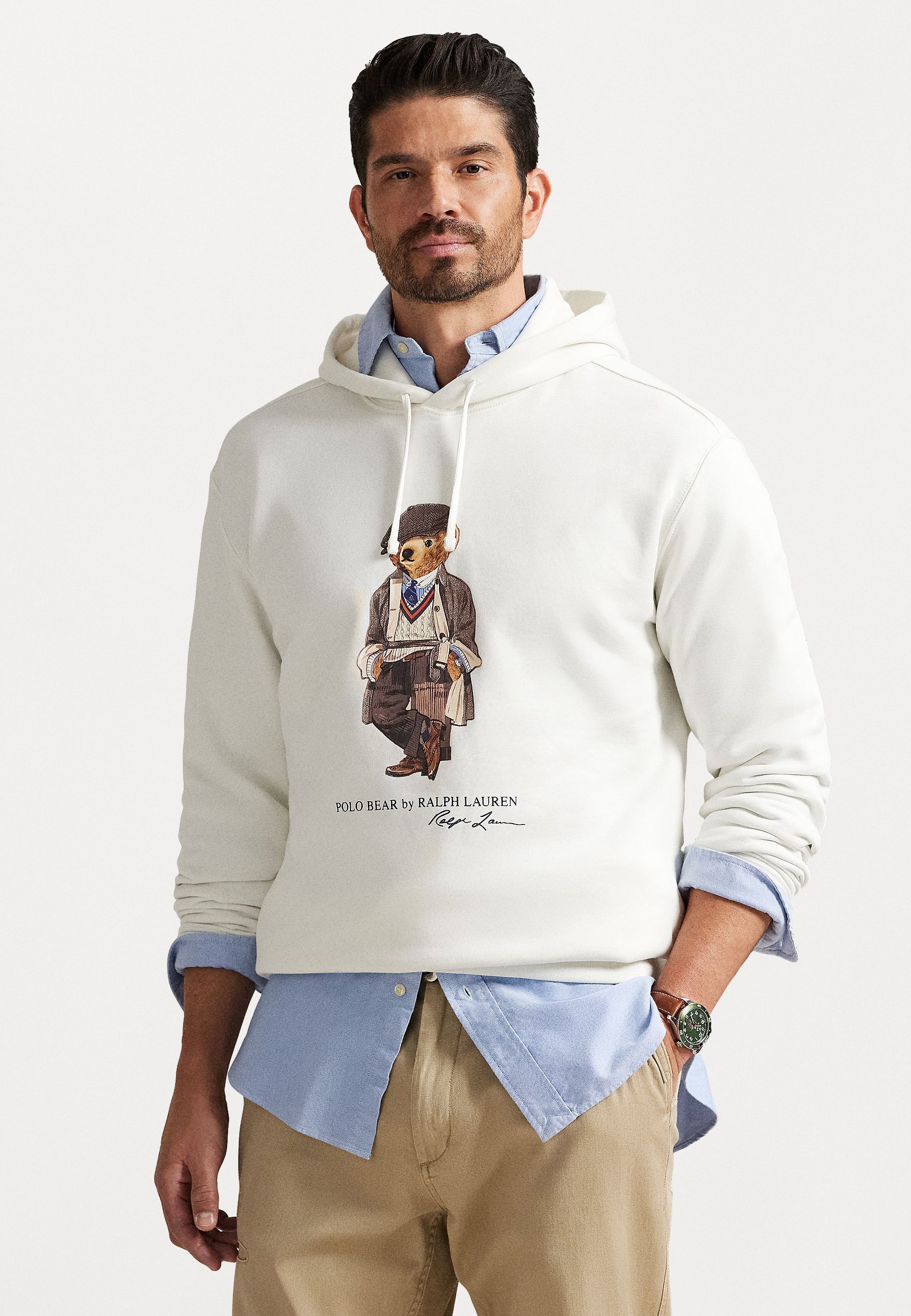 Felpa con cappuccio Polo Ralph Lauren Big & Tall POLO BEAR FLEECE - Felpa - bianco slavato