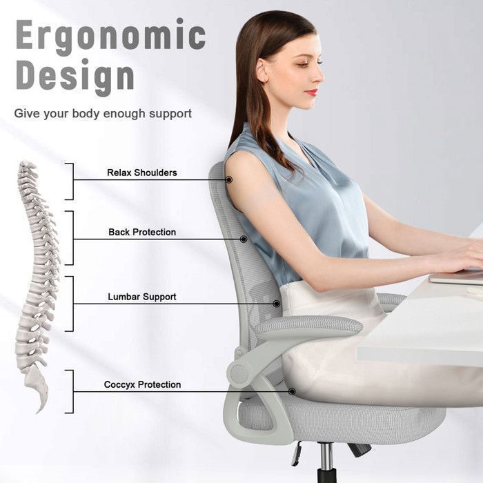Chaise de bureau à roulette 360° | Fauteuil Ergonomique | Hauteur & dossier Ajustable/accoudoirs réglables | Charge max 150kg |Gris