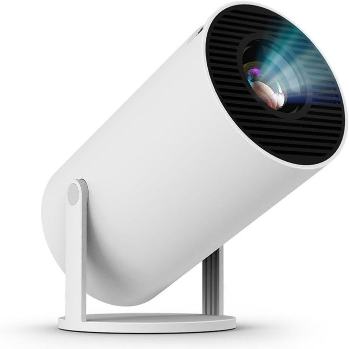 Videoproiettore portatile Android 4K, 1600 lumen, supporta 2.4+5 Gbps, 6 GB, Bluetooth, 1+8 GB, HDMI, autofocus, home cinema.