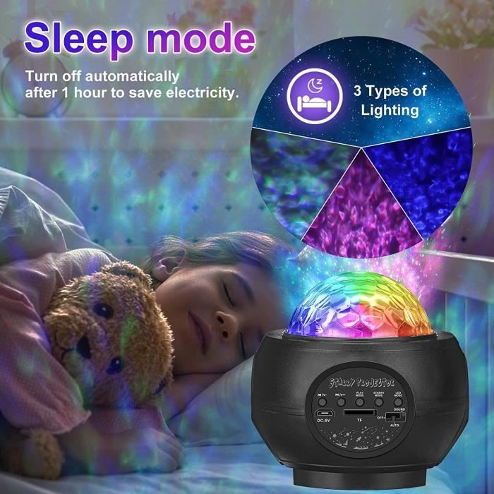 Proyector de estrellas con luz nocturna, lámpara LED con proyector de estrellas, 21 modos, control remoto, temporizador Bluetooth, regalo para niños y adultos.