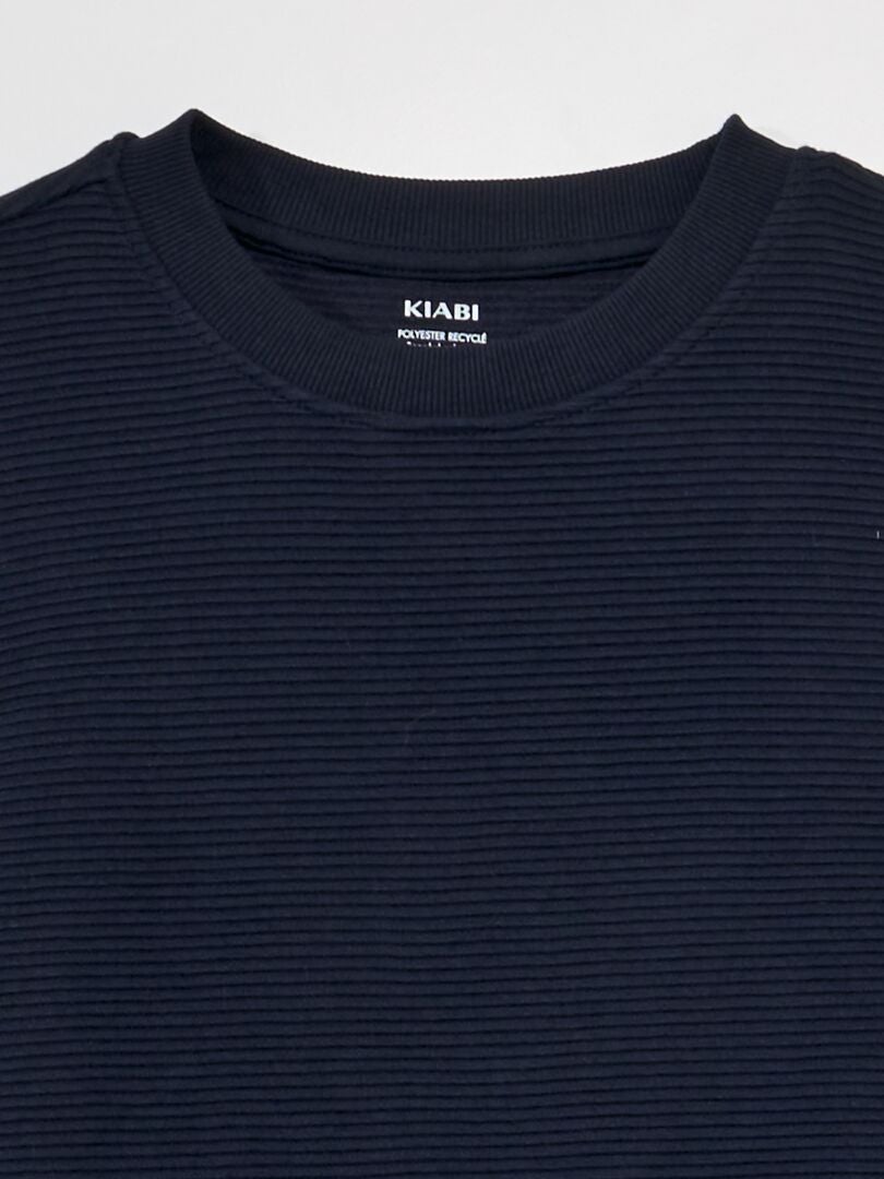 Sweatshirt met ronde hals in gestreepte stof - BLAUW