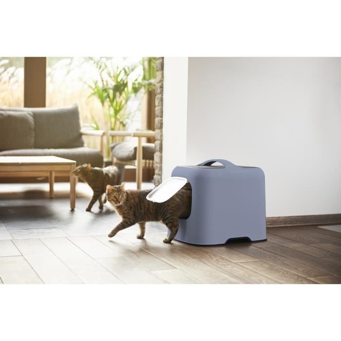 ROTHO - Cat litter box 51 x 39 x 40 cm - Litter tray - Horizon Blue