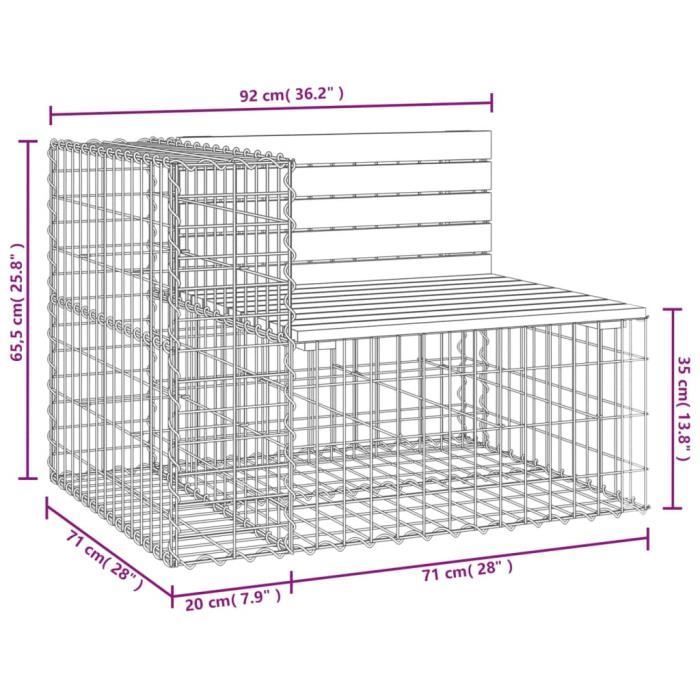 vidaXL Gabion Design Garden Bench 92x71x65.5 cm Solid Douglas Fir Wood 834381