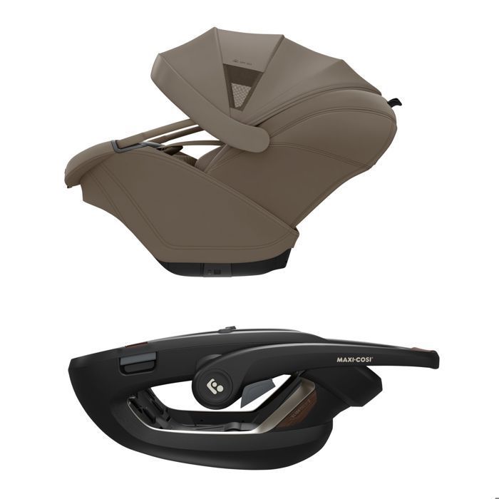 MAXI-COSI Siège auto bébé Coral Slide Pro, coulissant et pivotant, position allongée, Oak Truffle