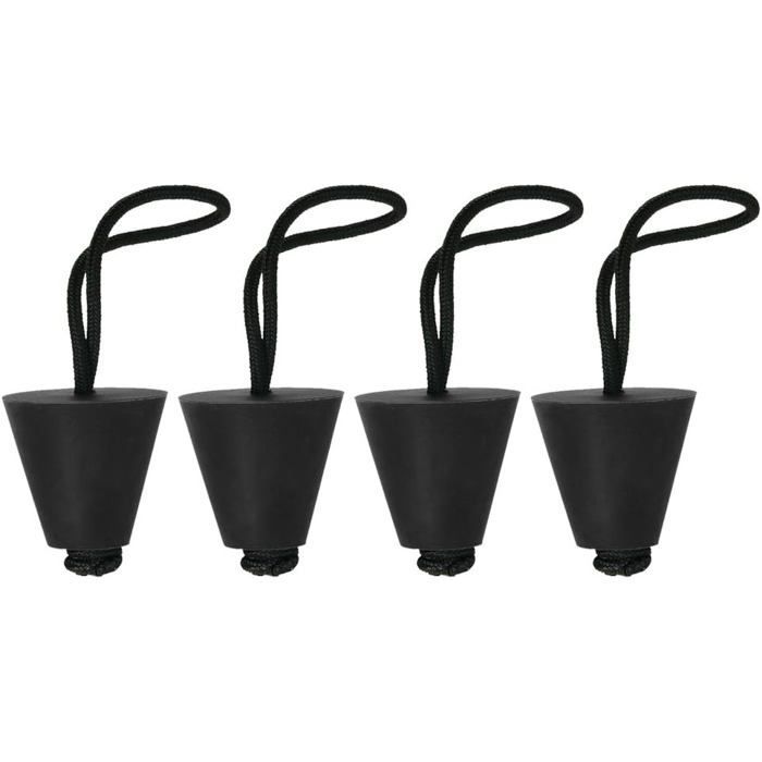 Universelles Kajak-Ablaufstopfen-Set – Schwarz – 4er-Pack