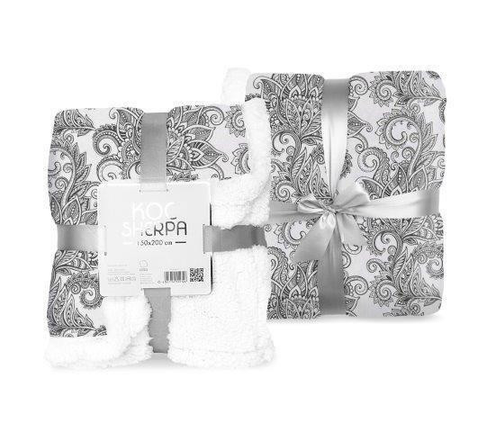 Koc narzuta z mikrofibry 150x200 Sherpa biały czarny