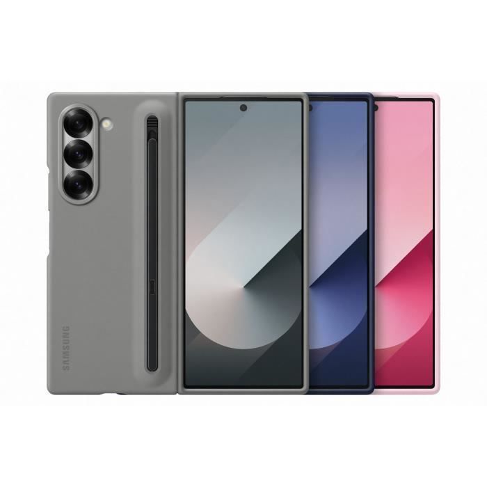 Capa e estojo cinza para Samsung Galaxy Z Fold 6 com S Pen integrada