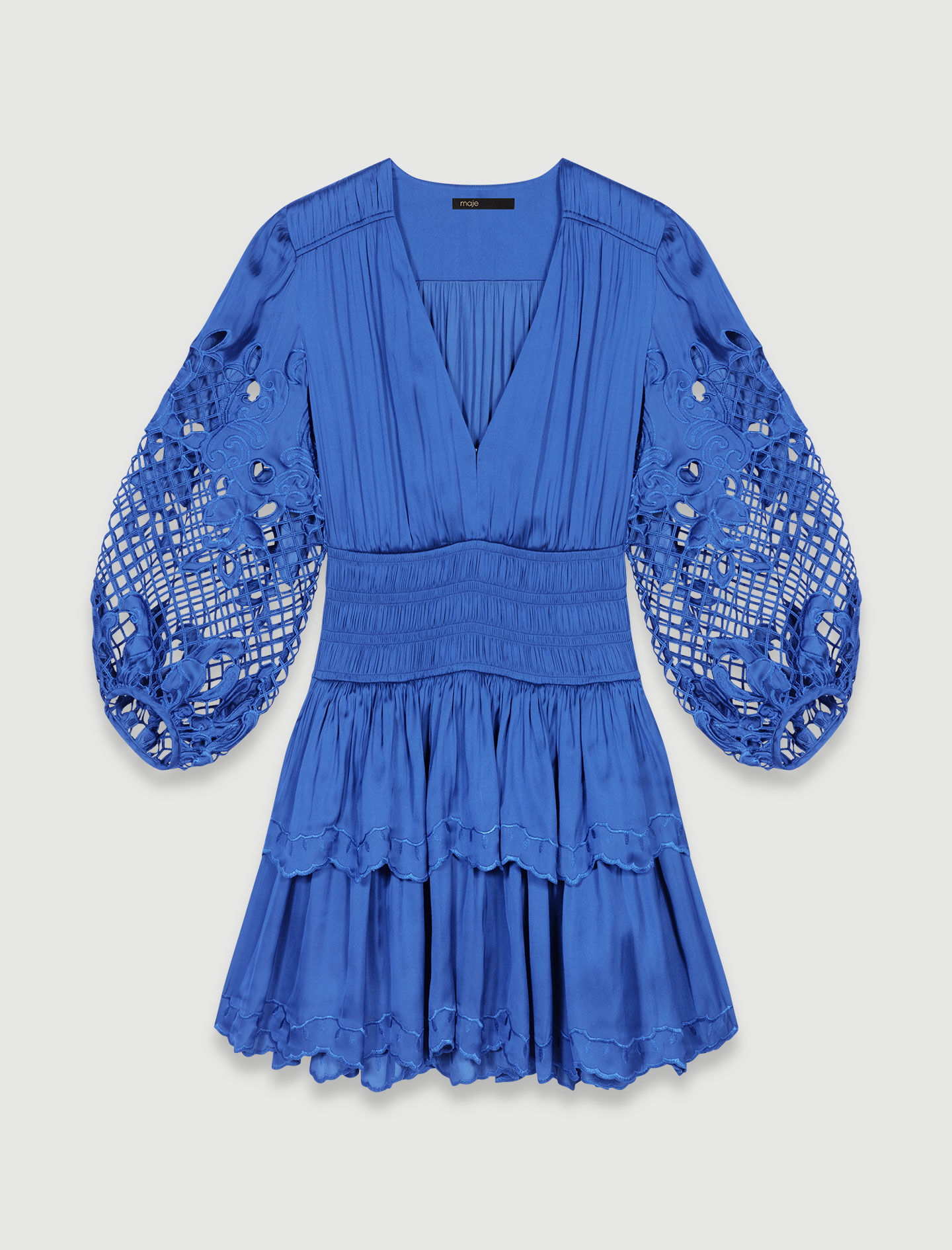 Rochie scurtă din satin - Albastră