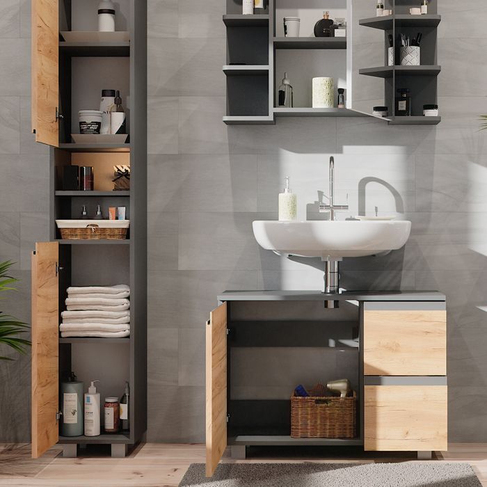 Meubles bain J-Shape 3 parties Gris Vicco 38202