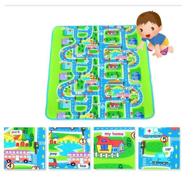 Riesige rechteckige Spielmatte mit Rennstreckenmotiv, Geschenk für Babys und Kinder, Picknickdecke