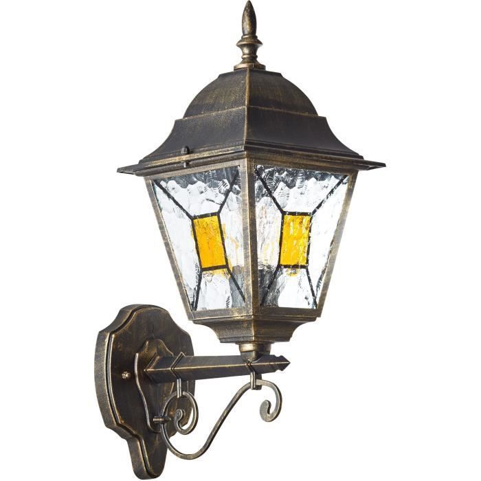 Naar boven gerichte buitenwandlamp - BRILLIANT - JANEL - metaal/glas - zwart en goud - IP44