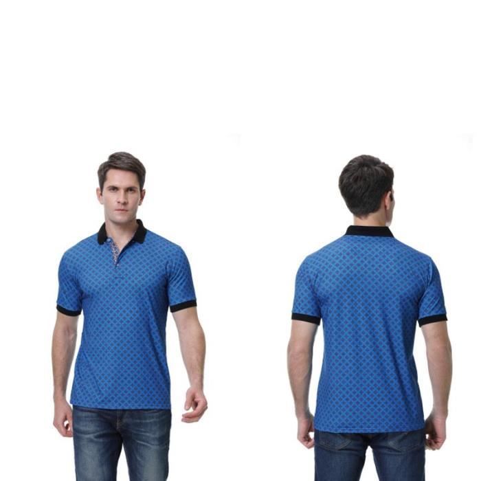 Herren-Poloshirt – INSFITY – Kurzarm, bedruckt – Bequemer Stoff – US-Größe – Blau