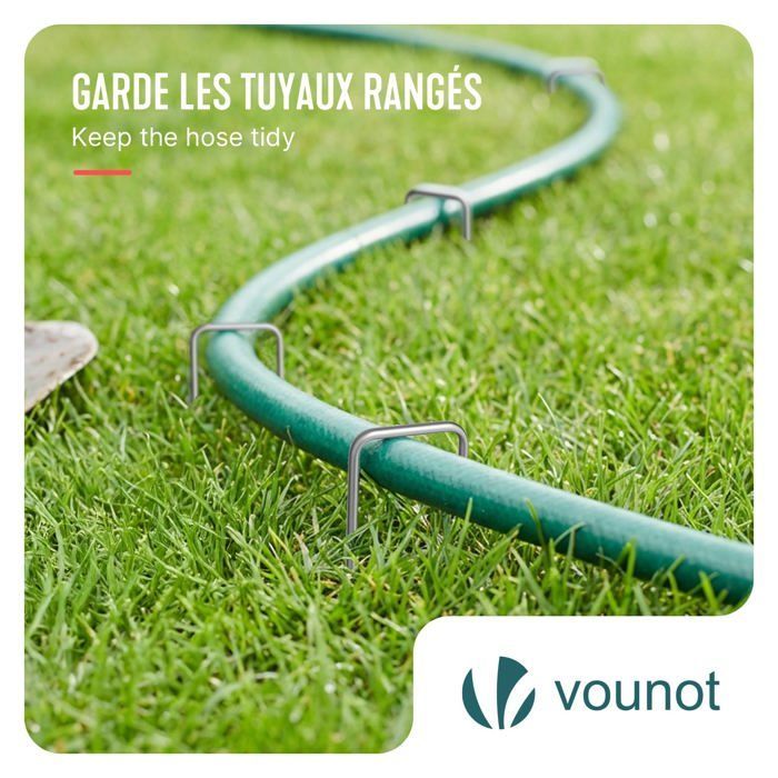 VOUNOT® Paquete de 200 estacas de jardín en forma de U, 150x30 mm, acero galvanizado