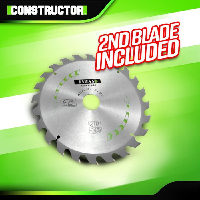 1800w-210mm Radial Mitre Saw with Laser and Dual Bevel - Constructor