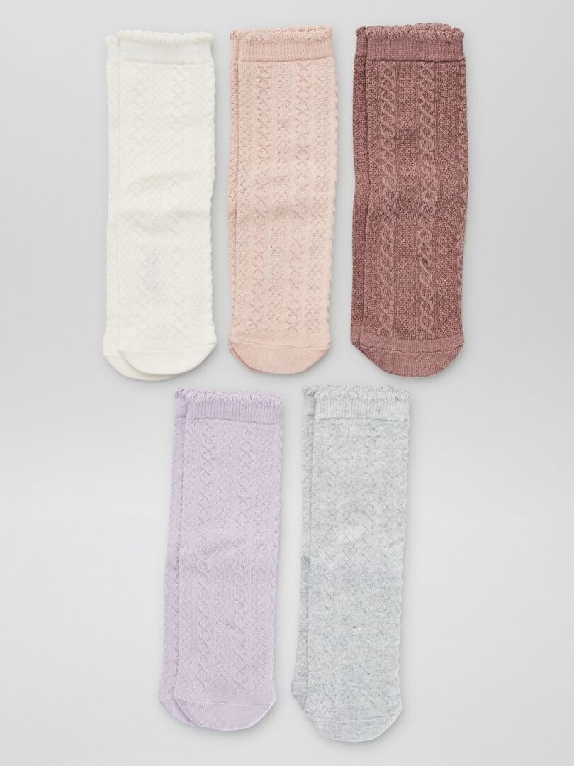Juego de 5 pares de calcetines trenzados - MORADO