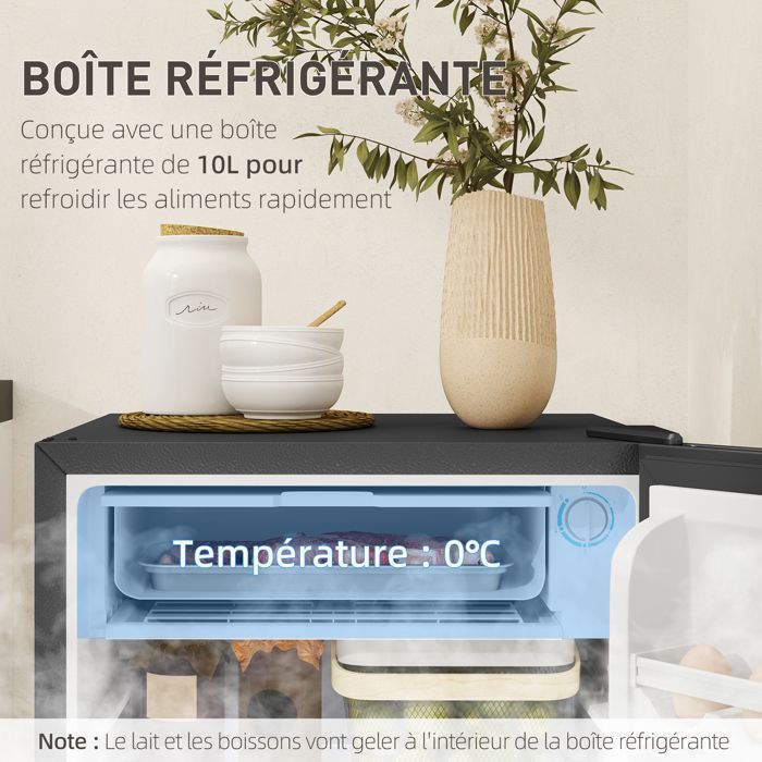 Refrigerator-freezer - HOMCOM - 91 L - adjustable shelves - under-counter design - energy efficiency class E - black