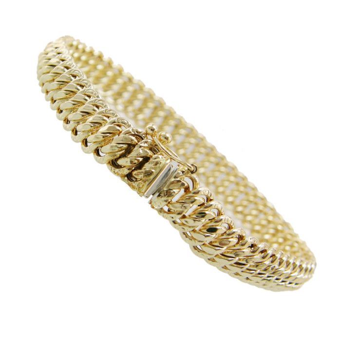 Pulsera de malla americana de oro amarillo - Mujer, 18 cm