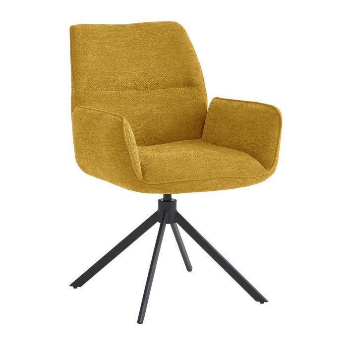 CARLOTTA - Set of 4 Swivel Dining Chairs, Yellow Fabric