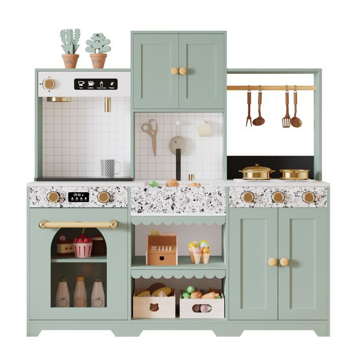 Cuisine Enfant,Cuisine Jouet Multifonctionnelle Équipée d’Accessoires de Cuisine,30x90x98cm
