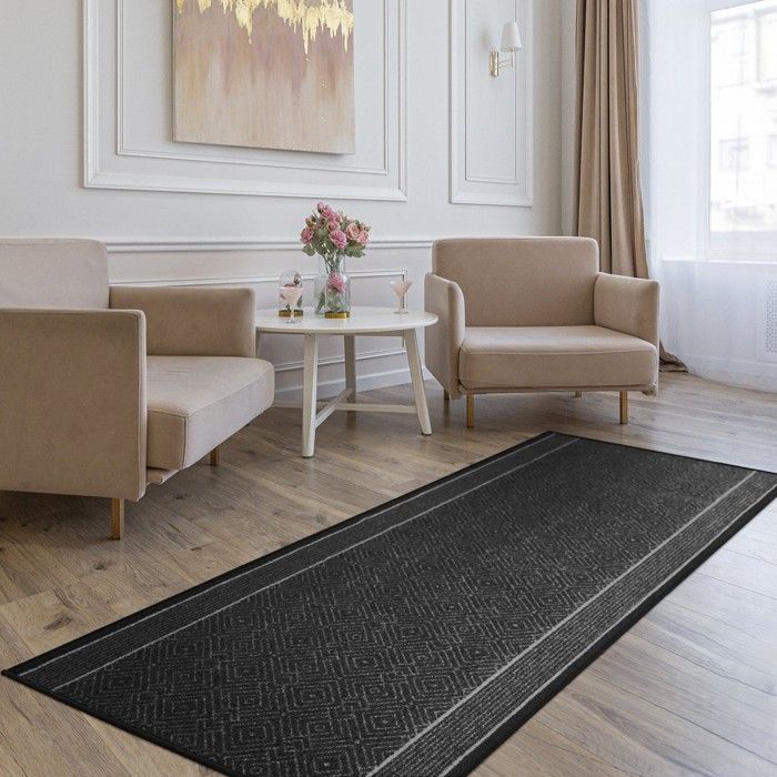 Alfombra personalizada Olymp, alfombra de interior con estampado de rombos, antracita, 80 x 100 cm