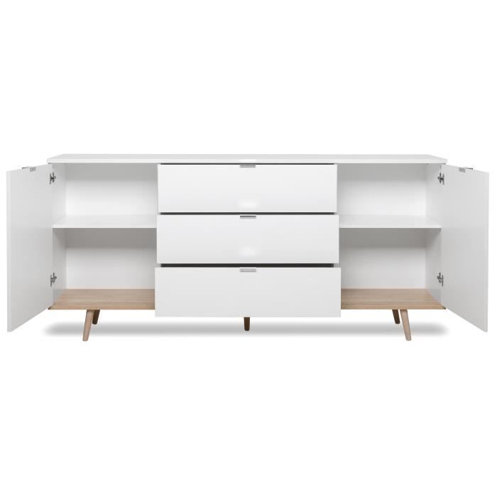 GÖTEBORG Low sideboard - Scandinavian style - Oak and white finish - W 180 cm