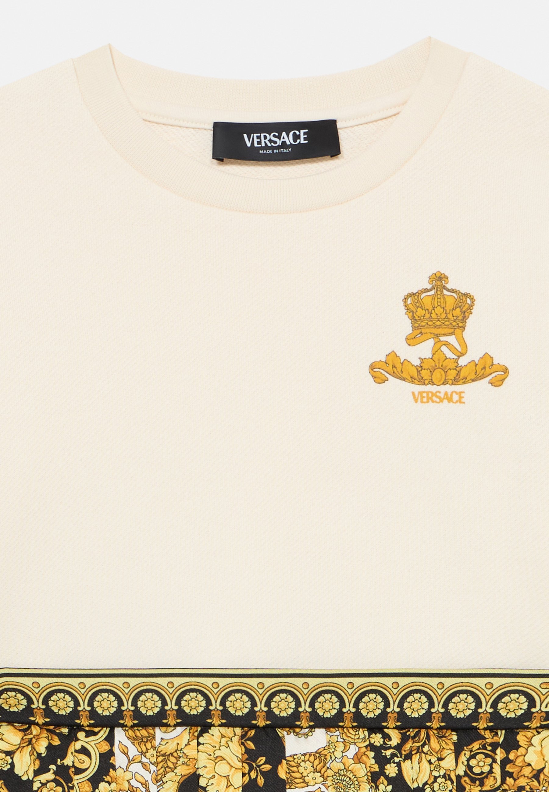 Robe de jour Versace à imprimé couronne baroque - blanche/dorée