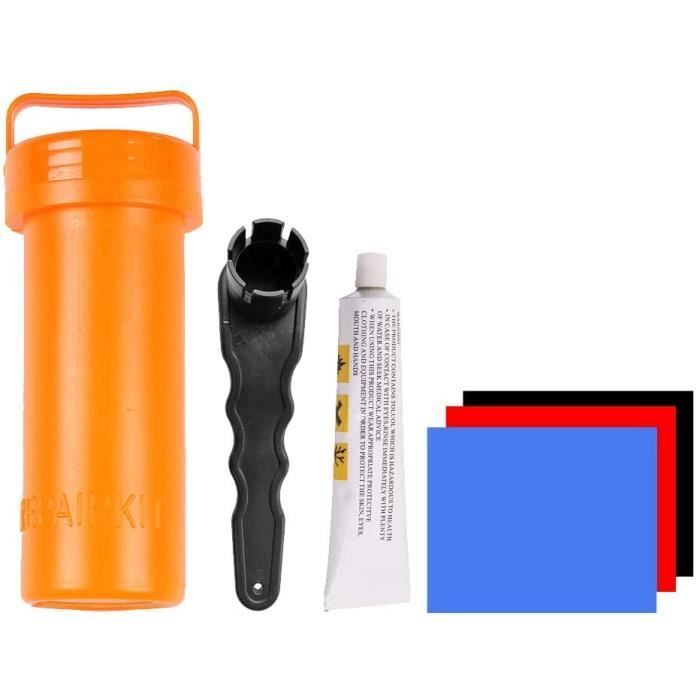 Kayak PVC repair kit, with PVC patches and glue for inflatables. Stand-up paddleboard repair kit.